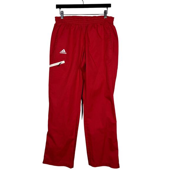 Adidas Zip Side Ankle Track Pants Athletic Sport Red White Casual - M - Picture 1 of 4